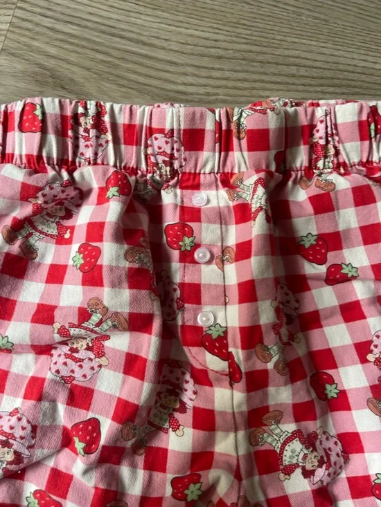 Strawberry Shortcake Gingham Pajama Shorts Sweet Character Lounge Wear Size L - Picture 14 of 15